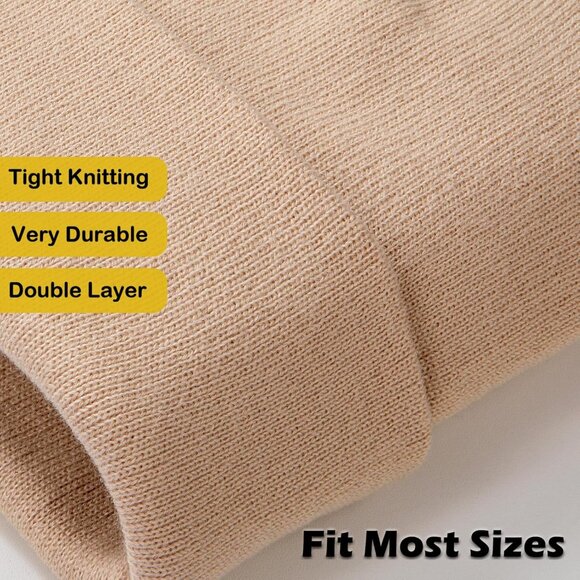 Men's 3-pack Dark-Grey Grey Tan Spring Summer Autumn Winter Slouchy Beanies Hats - Picture 3 of 7